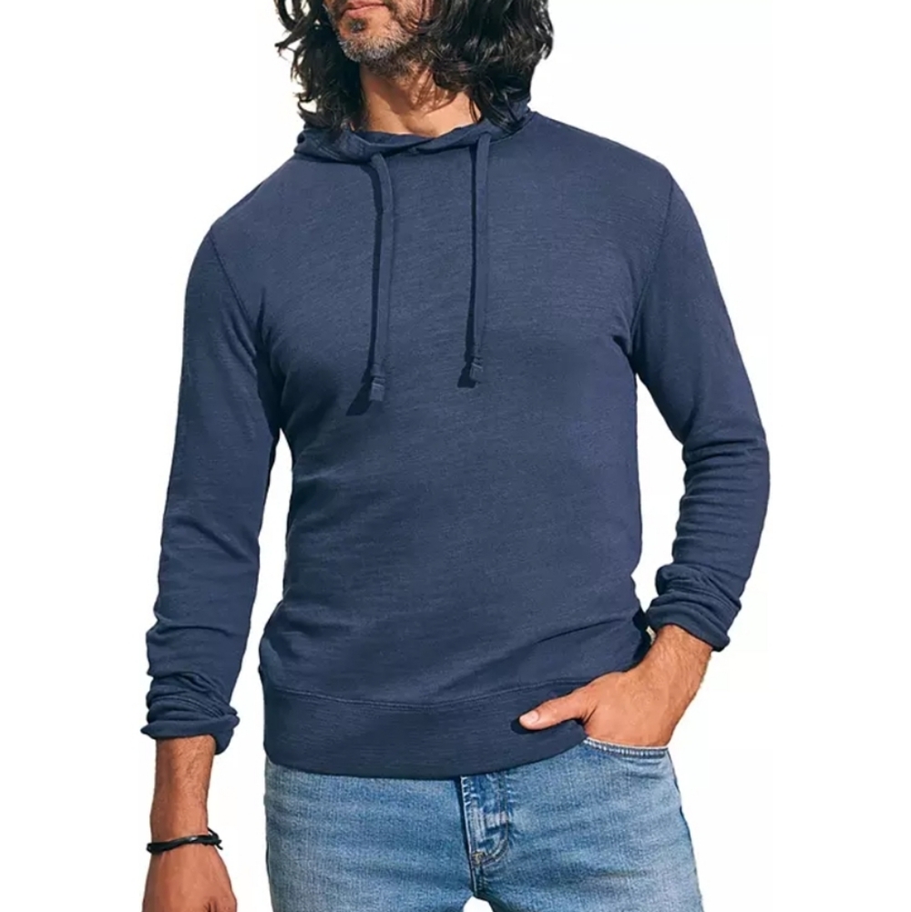 Faherty Men's Heritage Slub Hoodie Pullover Size Medium Navy Blue Lightweight